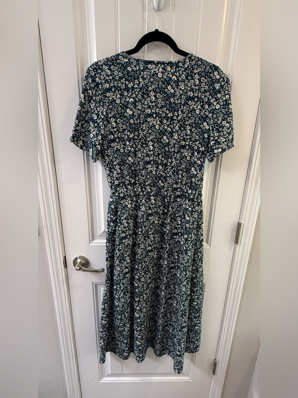 Pact Organic Cotton Cafe Crepe Wrap Dress Floral Earth Friendly Midi Length Sz M - Picture 10 of 12